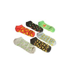 Tacos Nachos Burritos No Show Socks 6-Pack, Sz 10-13 (Fits 6.5-12)